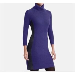Elegant Purple Turtleneck Dress